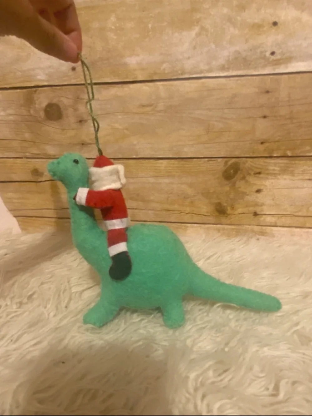 Christmas  Felt Santa riding Dinosaur Felt Ornament